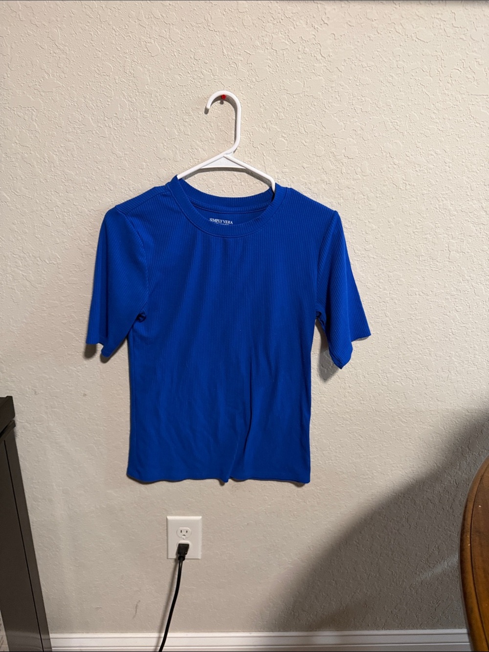 Simply Vera Vera Wang Bright Royal Blue Ribbed Short Sleeve Tee
